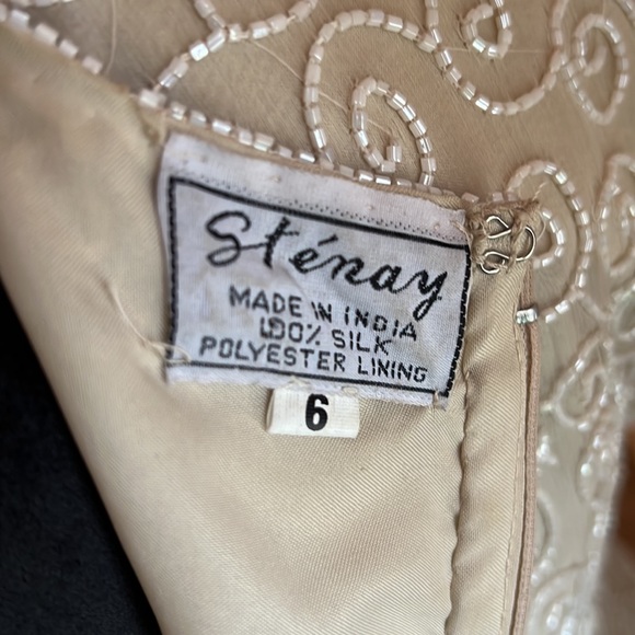 Vintage Stenay beaded cream cocktail evening dress! Sz6 fully lined - Picture 6 of 8